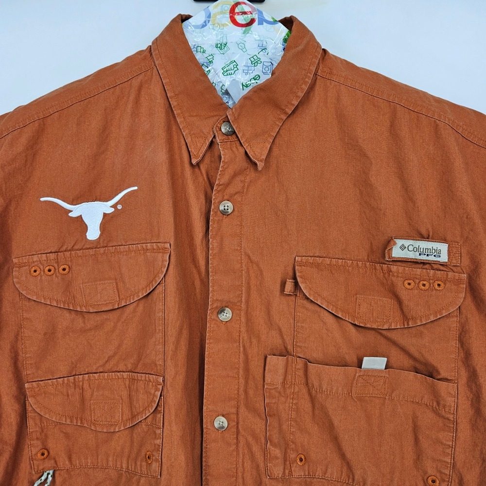 Texas Longhorns Shirt Mens XL Columbia PFG‎ Fishing Vented Short Sleeve Football - Picture 2 of 12
